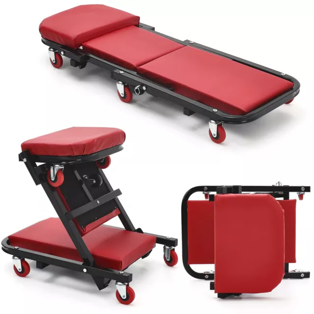 Mechanics Padded Creeper Trolley Seat Car Garage Work Stool Workshop Chair Seat