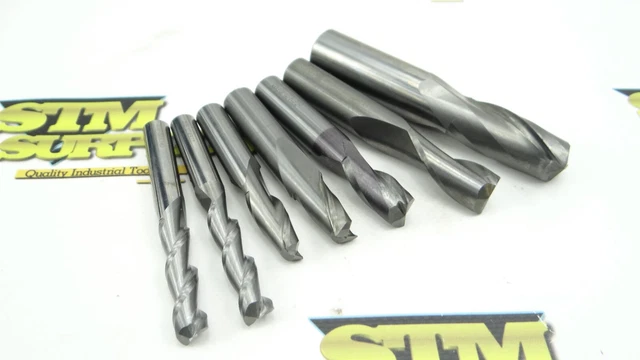 Lot Of 7 Assorted 2 Flute Solid Carbide End Mills 3/8" To 3/4" Dia Garr