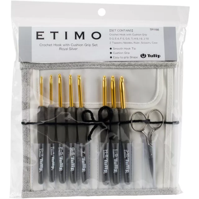 Etimo Steel Crochet Hooks Set Royal Silver Includes Silver Handle Scissors