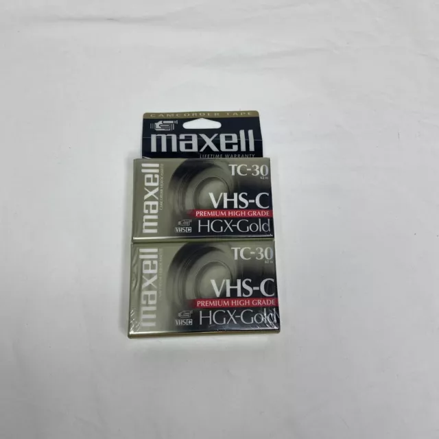 Pack Of 2 Maxwell VHS-C TC-30 HGX-Gold Premium High Grade Video Tapes New Sealed