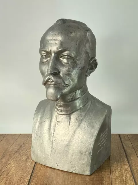 Vintage Dzerzhinsky KGB Soviet Era propaganda bust statue. Signed.