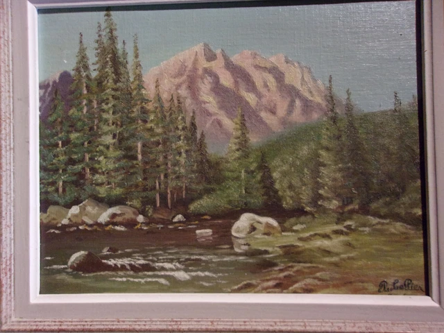 Peinture  À L'Huile   Paysage Alpin  Cadre Montparnasse (46X36cm) -toile (35X27)