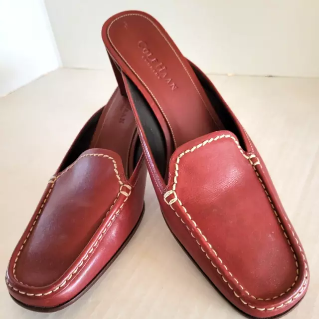 Sz 8B Women's Red Slide-On Mule Heels ~ COLE HAAN COUNTRY  202896