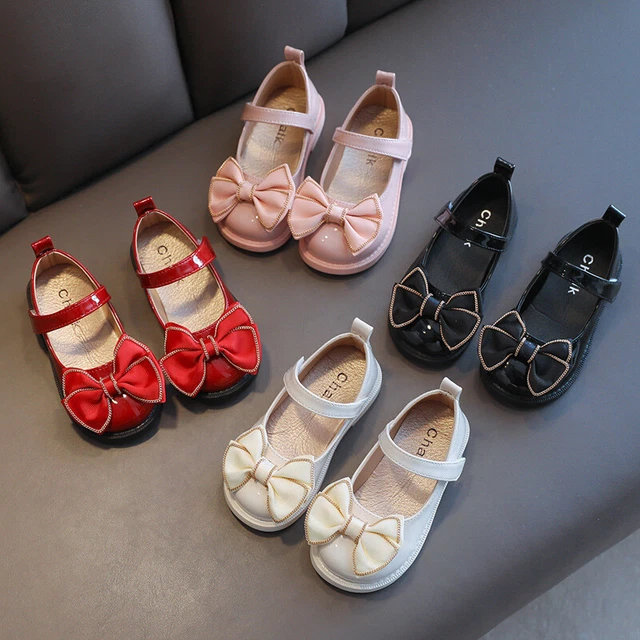 Kids Infants Baby Girls Bow Diamante Spanish Wedding Party Patent Toodler Shoes