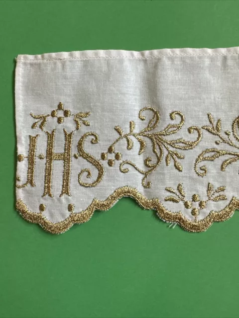 Bordura Per Altare In Cotone Ricamata In Oro