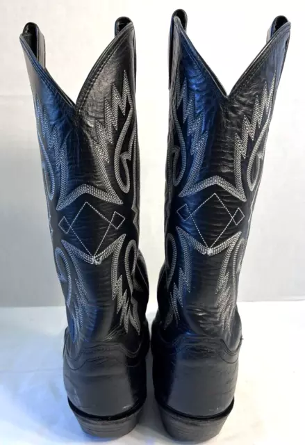 JUSTIN BOOTS WESTERN Cowboy Black Leather Stitched Men's Size 8D Style ...