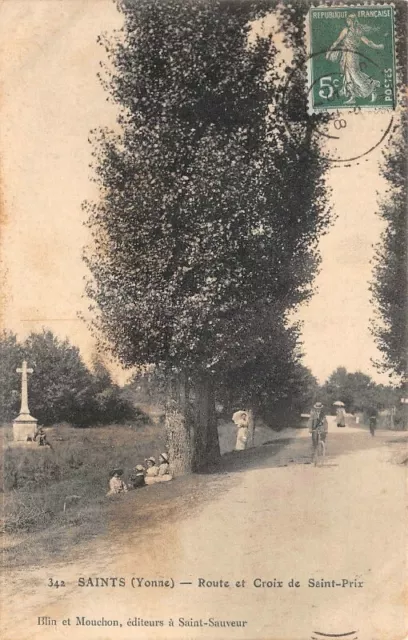 CSAINTS  (Yonne) Route et Croix de Saint-Prix - Blin & Mouchon, édit. st Sauveur