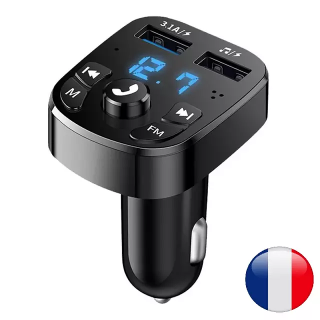 Transmetteur FM Sans fil Bluetooth 5.0 Adaptateur MP3 Kit Voiture Chargeur USB
