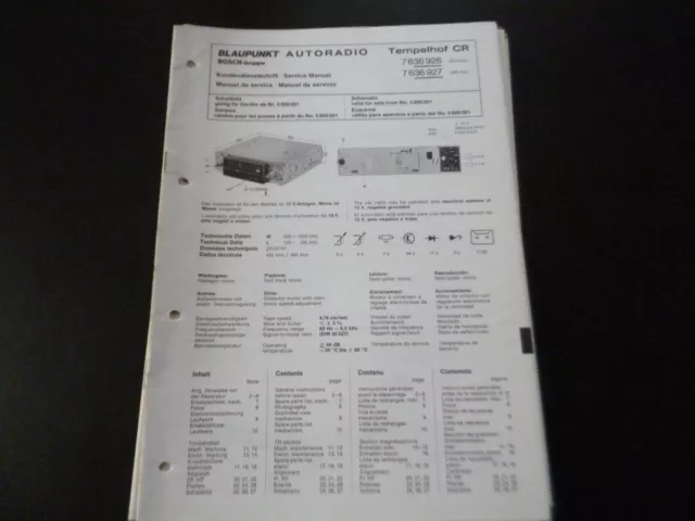 Original Service Manual Schaltplan Blaupunkt Tempelhof CR