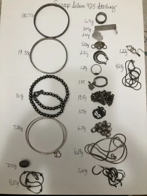 925 Sterling Silver Scrap Jewelry Lot 146 Grams