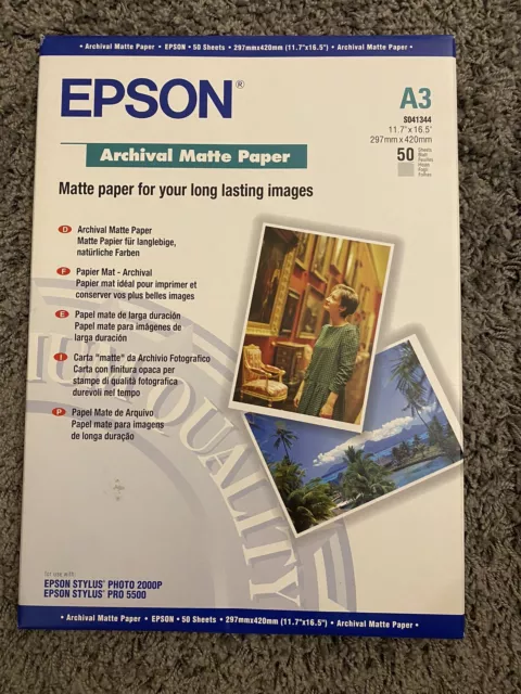 Epson Archival A3 192gsm White Matte Photo Paper - 50 sheets (S041344)