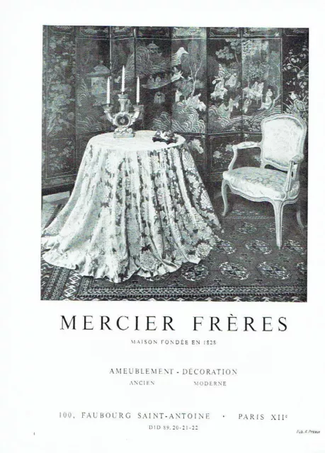 PUBLICITE ADVERTISING 126  1957    Mercier Frères ameublement décoration