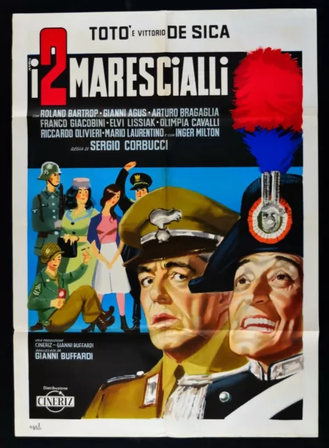 manifesto I 2 MARESCIALLI carabiniere totò vittorio de sica corbucci bartro A185