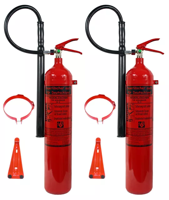 2 X 5 kg CO2 Kohlendioxid Feuerlöscher DIN EN 3 / GS + Wandhalter EDV BÜRO