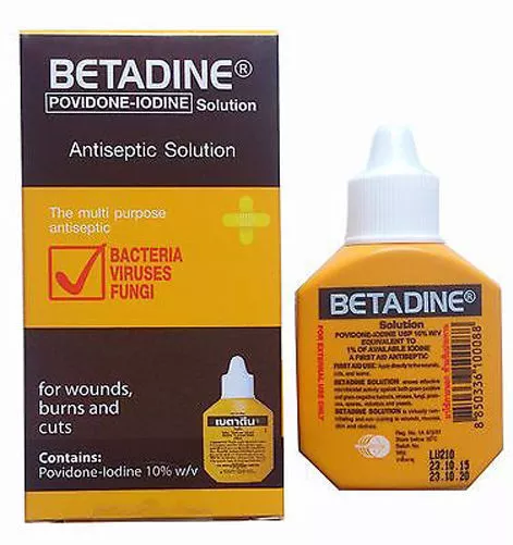 BETADINE POVIDONE IODINE FIRST AID SOLUTION ANTISEPTIC CUTS WOUNDS 30 cc. 2