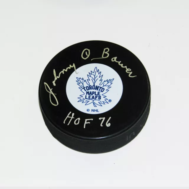 JOHNNY BOWER Signed Toronto Maple Leafs Puck - HOF