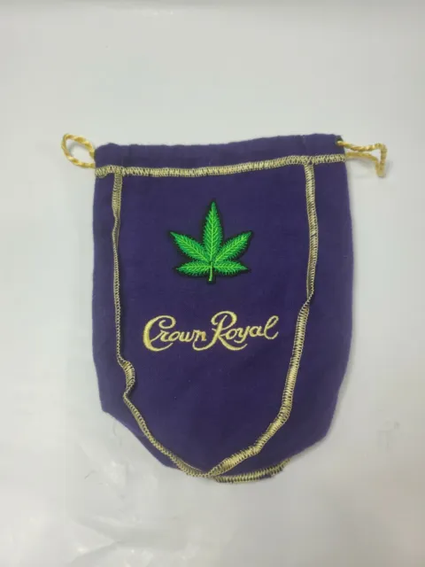 Custom Crown Royal  Purple Bag Small Pint 375ml  w Pot Leaf Marijuana Weed Patch