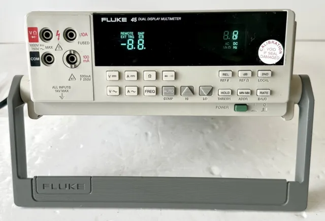 Fluke 45 5 Hz to 1 MHz, 300 mV-750 VAC Voltage Dual Display Multimeter Calibrate