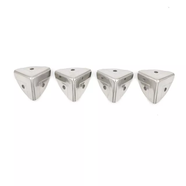 4pcs Silver Metal Corner Brackets Angle Brace Protector Trunk Box Case Ches.c Sp
