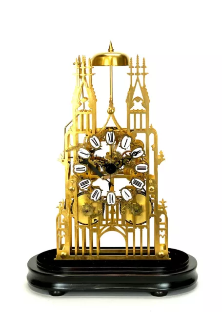 Large English Style Cathedral Crown Escapement Fusee Striking Skeleton Clock 2