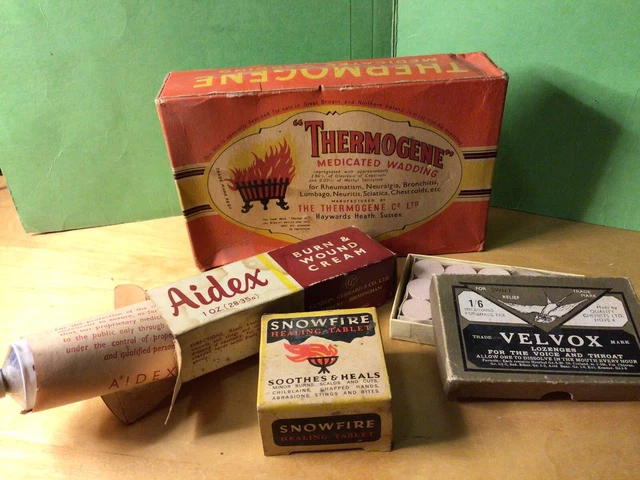 Job lot 4 vintage old medical first aid kit contents complete Velvox Hove Aidex