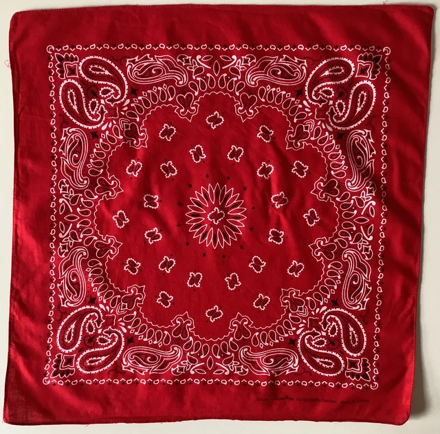 Sciarpa a bandana vintage 3 A rossa 21 pollici quadrata 100% cotone di Hav-a-Hank