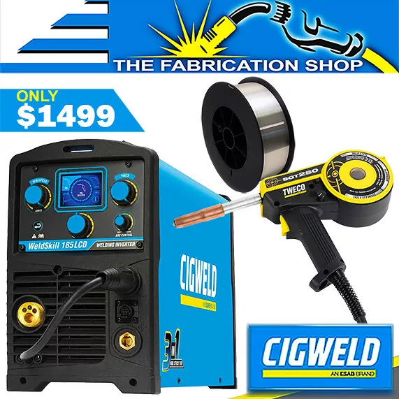 Cigweld Weldskill 185 LCD Welder, Spool Gun, Aluminium Wire 185LCD Mig W1008193