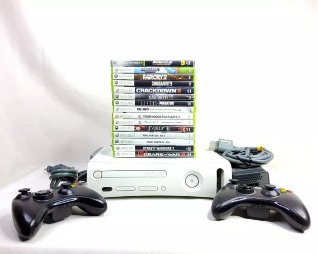 Xbox 360 FAT 60GB White Console Bundle Controller & Games #4