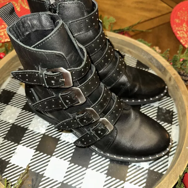 STEVE MADDEN BLACK Nubuck Ryatt Zip Leather Ankle Boots Heels