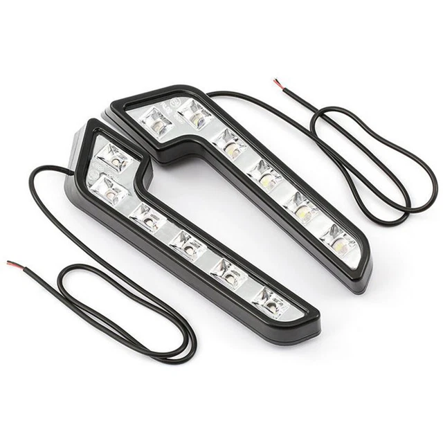 Car Front Grille Mount LED Daytime Running Light Fog Lamp L Shaped Super White