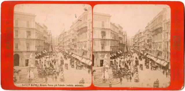 Italie.Italia.Naples.Napoli.Stada Roma già Toledo.Rue Tolède.Photo Stereo.Brogi.