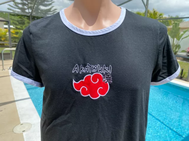 Naruto Masashi Kishimoto Akatsuki Shippuden Black T Shirt mens Ringer XL