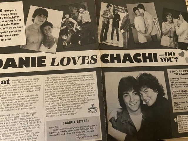 Scott Baio, Erin Moran, Joanie Loves Chachi, Two Page Vintage Clipping