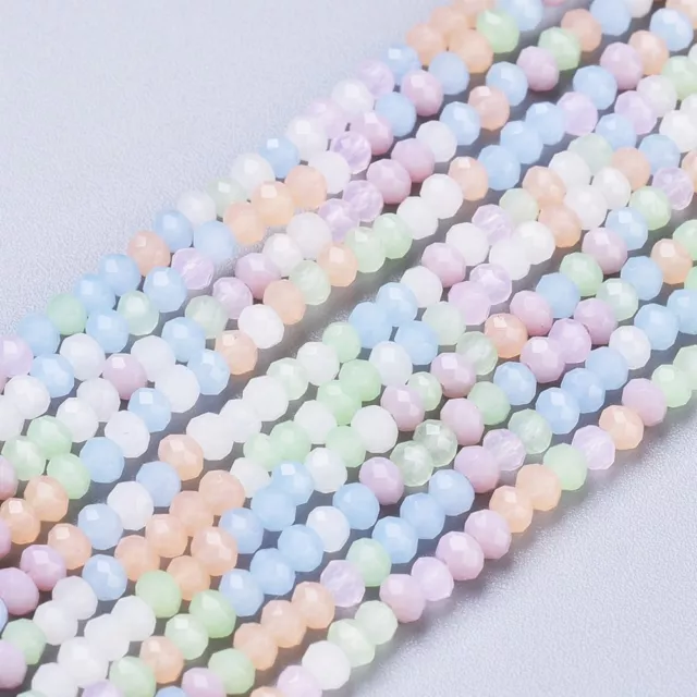 10 Strands Glass Crystal Faceted Rondelle Spacer Beads 3x2.5mm 185pcs/strand