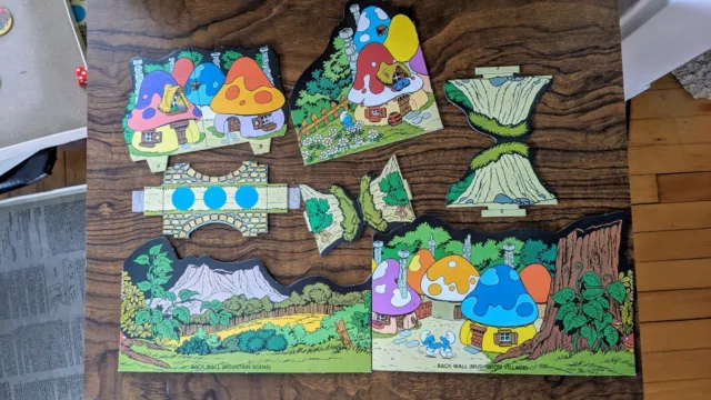 Vintage 1981 Milton Bradley The Smurf 3 Dimensional Board Game Board Pieces