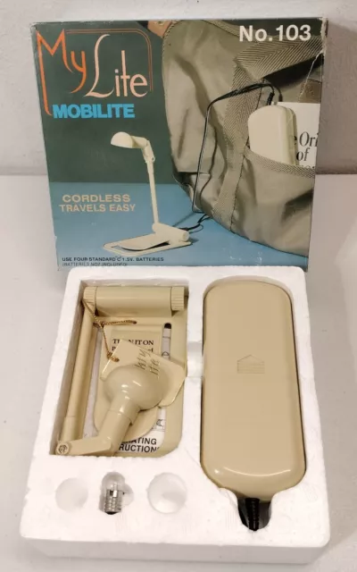 Vintage 1983 Mighty Lite By Mobilite Portable Reading Light New In Box