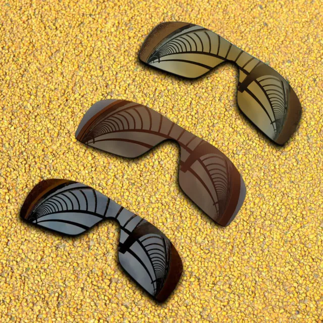 3Pieces Lenses Replacement for-Oakley Oil Rig Polarized-Black&Copper&Brown