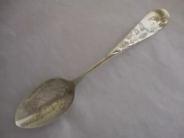 Old Kentucky Home Louisville Bright-Cut Goldenrod Sterling Silver Souvenir Spoon