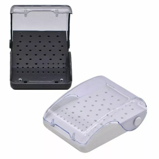 Dental Plastic Box Drill Disinfection Holder Stand Bur Case 60 Holes Black/White