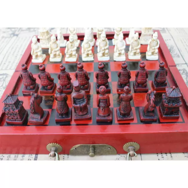 Set di scacchi cinesi vintage pieghevoli Gioco da tavolo Pezzi degli scacchi in 3