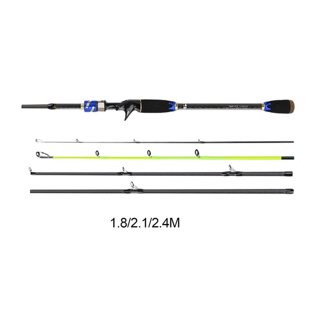 Travel Fishing Rod Saltwater Portable Fishing Rod 24T High Carbon, 4 Section