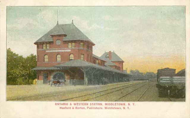 Postcard Ontario & Western Railroad Depot, Middletown, New York - ca 1906