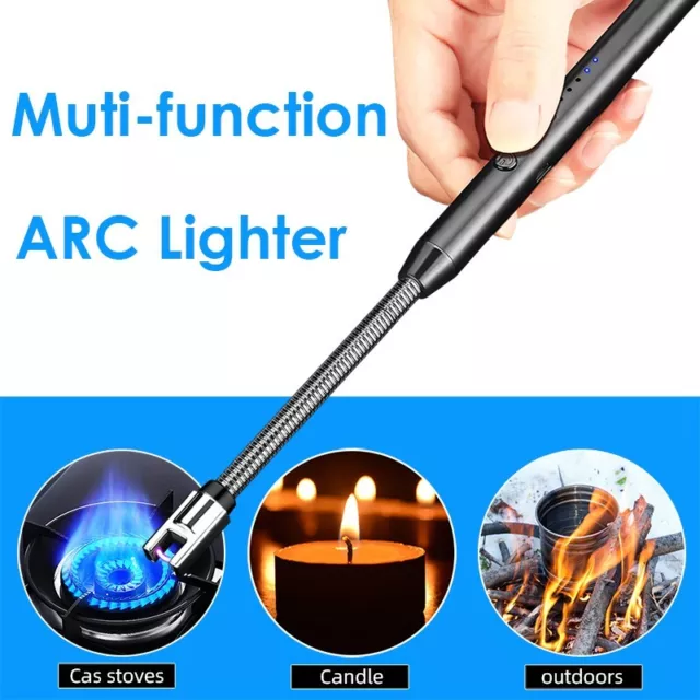 Candle Lighter Electric BBQ Long USB Lighter Rechargeable Windproof Cook Camp 2