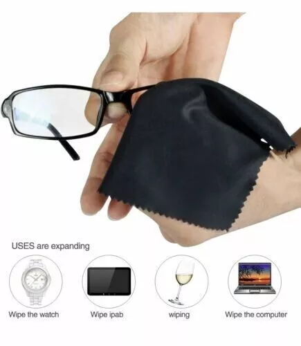 BLACK - Premium Microfibre Screen Cleaning Cloth Camera Glasses Sunglasses lens 2