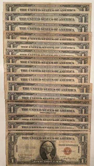 US $1 1935 A Hawaii Silver Certificate Red Brown Seal Emergency Issue WWII