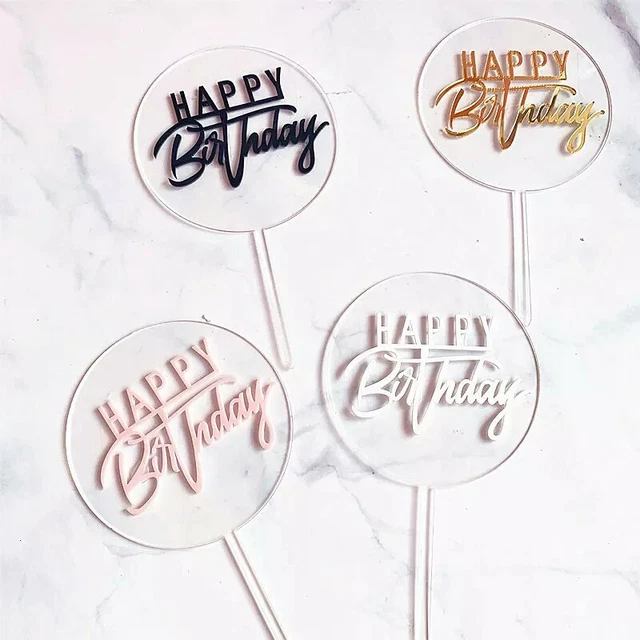 ROUND CLEAR ACRYLIC Happy Birthday Cake/Cupcake Toppers DIY Party