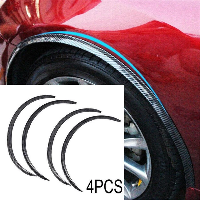 4x Soft Rubber Fender Flares Lip Trim Protective 28.7" Black Carbon Fiber