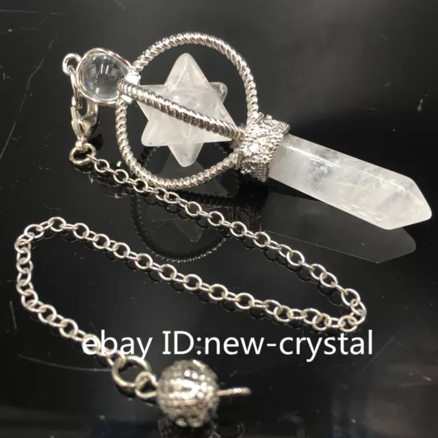 Natural clear quartz merkaba star pendant crystal pendulum point healing 1pc