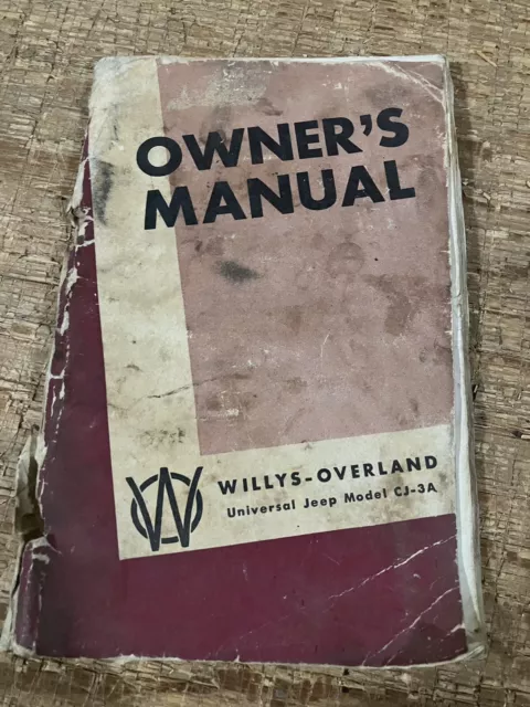Willys Overland Jeep CJ3 B Owners  Manual- Original- Free Shipping