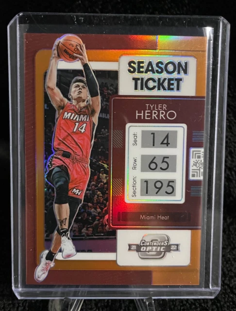 2021-22 Panini Contenders Optic TYLER HERRO Season Ticket Orange Prizm #/49 SP